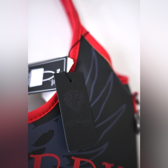 NWT Vegan Leather Ed Hardy Y2K Black Panther Rock Tote Bag Vintage - Picture 8 of 16